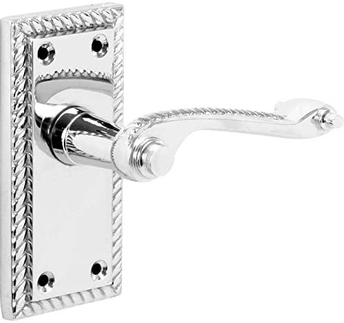 Designer Levers - Georgian Roped Design Lever Door Handles - Polished Chrome - 1 Pair - Latch Door Handle - Interior Use - Short Latch
