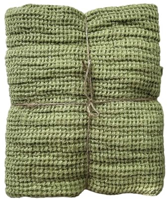 JOWOLLINA 2-er Set Hand & Gästetücher 100% Leinen Stonewashed Waffelpique (Sage, 2St. 50 x 70 cm)