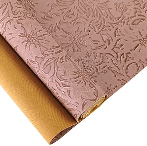 30cmx135cm Klassische Blumen Serie Kunstleder, Polster Stoff PU, Vintage PU-Leder Für Kunsthandwerk, Makeup Organizer DIY-Dekoration (Rosa)
