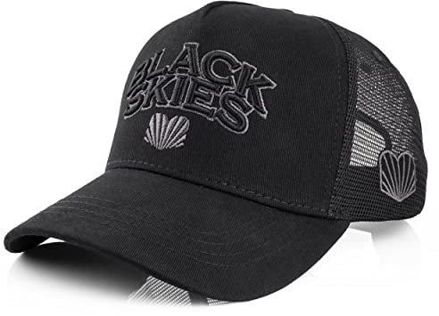 Blackskies® Team Baseball Cap | Herren Damen Schirm Premium Snapback Trucker Mütze Kappe Basecap Kappe Schwarz