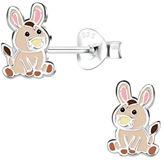 Laimons Mädchen Kids Kinder-Ohrstecker Ohrringe Kinderschmuck Esel 8mm braun Glanz aus Sterling Silber 925