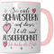 Taza de regalo de hermana, tantas hermanas en este mundo y ausgrechnet ich hab la mejor idea de regalo hermano taza de café taza de café taza con texto divertido hermanos (blanco/rosa)