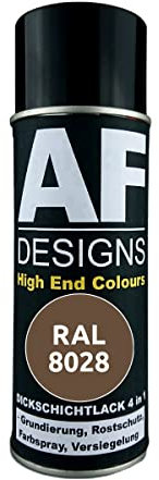 Alex Flittner Designs Peinture antirouille 4 en 1 RAL 8028 - Marron terre cuite - Spray de peinture antirouille