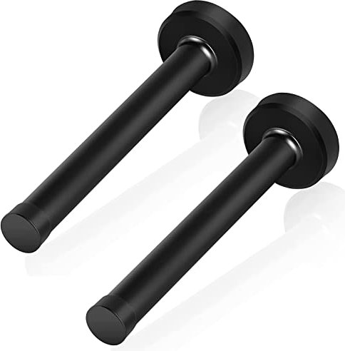KOLAKO Door Stop, 6 Inch Extra Long Door Stopper, Wall Mounted Black Rubber Door Holder Brushed Nickel Stainless Steel Doorstops Wall Protector for Skirtings, 2 Pack