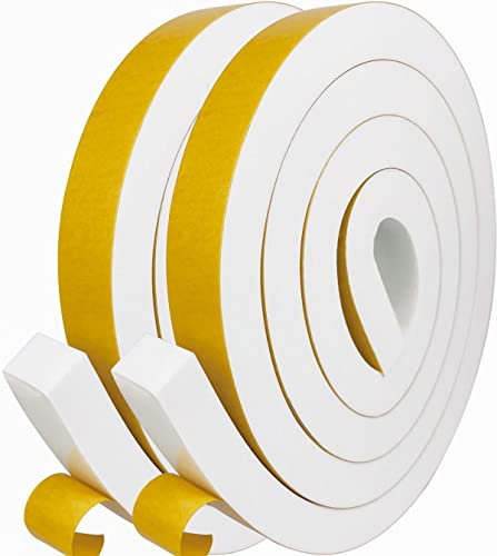 Palazen 4m Dichtungsband Selbstklebend für Türen Fenster 25mm(B) x20mm(D) Moosgummi Dichtband Türdichtung Fensterdichtung Zugluftstopper Schaumstoffband Abdichtung Weiß [2 Rollen mit je 2m]