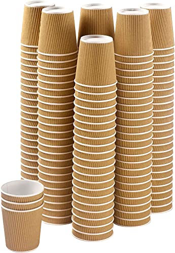 Best House EcoWise Coffee Cups 4 Oz/120 ml Brown Ripple Wall Design, 100% Natural and Recyclable, Eco-Friendly Drinking Cups Great for Hot Coffee, Tea & Cold Drinks (Pack of 200)