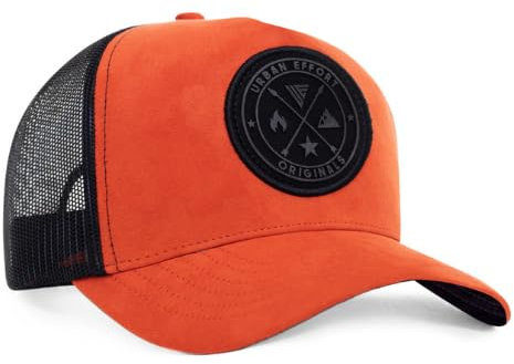 Urban Effort Mesh Back Cap - für Damen und Herren Baseballmütze 5-Panel Trucker Hat - Toller Snapback-Verschluss für Jagd & Wandern, Orange/Abendrot im Zickzackmuster (Sunset Chevron), SMALL