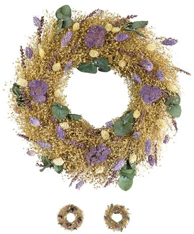 PHILARO Trockenblumenkranz Natur Ø 30cm - kein Plastik I Trockenblumen Premium Qualität aus Europa I Trockenblumen Kranz für Haustür, Wand und Tisch – Lila