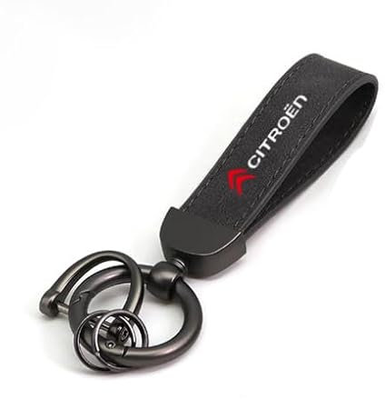 Porte-clés de Voiture pour Citroen C2 C4 C5, Porte-clés personnalisé, Porte Clés Logo de Voiture Cadeaux pour Homme Femme Cadeau Familial,A Black
