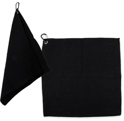 Rumyve 2 pcs Microfiber Golf Towels,Waffle Pattern Cleaning Towels,Absorbent Golf Club Cleaner,Multifunctional Golf Accessories with Carabiner Clip