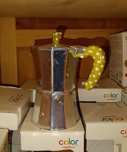 Generico Caffettiera 3 tazze con manico ergonomico colorato, Moka (Verde)
