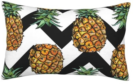 LAMAME Kissenbezug mit Ananas-Motiv, weicher Kissenbezug mit unsichtbarem Reißverschluss