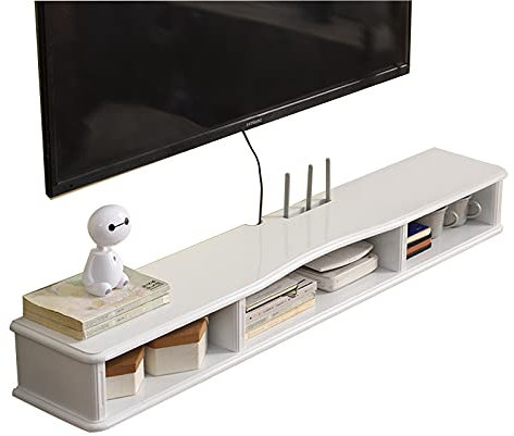 XIATIANT Étagère de Composant de Meuble TV Flottant, Blanc, Meuble TV Suspendu, Console Multimédia Murale, 100/120Cm, Libérez de l'espace au Sol/Blanc/Décoration 100Cm