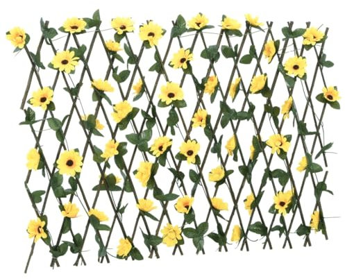 CINDERFUL Enrejado Valla expansible Hiedra Artificial Amarillo 180x60 cm,Enrejado de Hiedra Artificial Extensible Privacidad y Decoración para Jardines