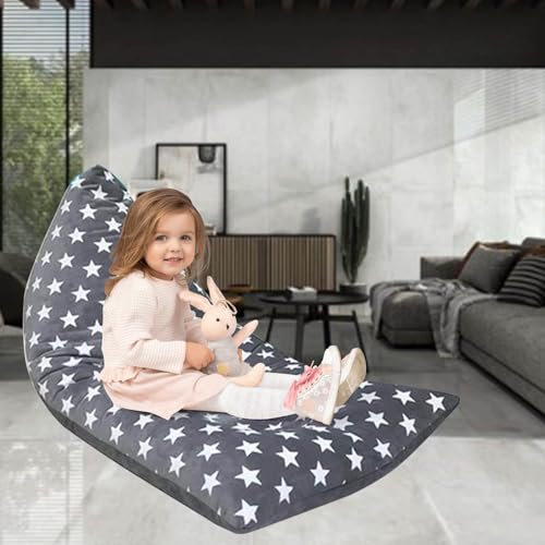 Sonhomay Sitzsack-Bezug für Stofftiere, groß, dreieckig, für die Organisation von Plüschtieren, Kindern, Kleinkindern, Uni, 127 x 72 x 72 cm, bunte Streifen