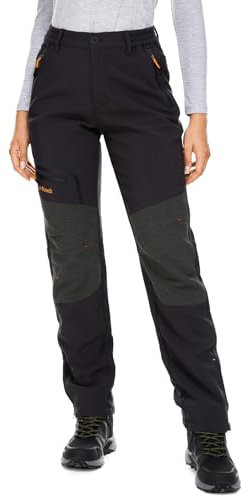 yeyity Damen Wanderhose Wasserdicht Softshellhose Skihose Winddicht Warm Gefüttert Winter Outdoorhose Schneehose Snowboardhose Trekkinghose(6081,Schwarz,S)