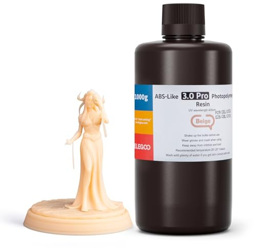 ELEGOO ABS-Like 3.0 Pro Resin Beige 1000g, Aufgerüstetes 3D-Drucker Harz für höhere Hitze- und Kratzfestigkeit, Kompatibel mit den meisten MSLA/LCD/DLP-Lichtaushärtungs-3D-Druckern