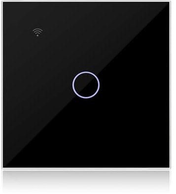 KETOTEK Smart Interruptor Luz WiFi Negro 1 Gang 1 Via, Inteligente Interruptor Luz Tactil Smart Life/Tuya APP Control, Compatible con Alexa, Neutro/Sin Neutro Disponible