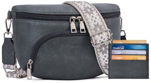MUIIKOLA Kleine Damen Umhängetaschen, Bauchtasche Damen Crossbody Bag Damen Veganes Leder Crossbody Bag Damen,RFID Blockierung Kartenschlitz Brusttasche mit Verstellbar Abnehmbar Breiter Gurt