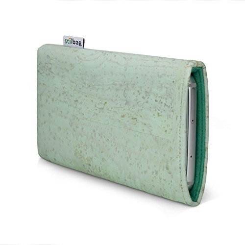 Stilbag Handyhülle VIGO für Shift Phone 8 | Kompatibletasche Made in Germany | Kork Mint, Wollfilz eisgrün