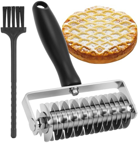 Ecavria Pastry Lattice Roller Cutter, Stainless Steel Lattice Dough Cutter, Premium Lattice Cutter Pastry Tool, Professional Pastry Cutter for Beef Wellington Pie Bread Cookie Pizza