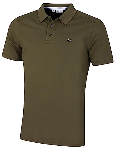 Calvin Klein Mens 2026 Campus 3 Button Ribbed Collar Golf Polo Shirt