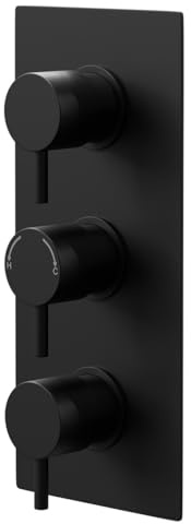 Wholesale Domestic Colore Round Matt Black Concealed Triple Thermostatic Shower Valve with Diverter - 3 Outlets
