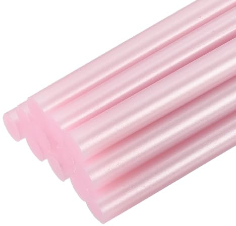 sourcing map 12pcs Full Size Hot Glue Sticks for Glue Gun 7mm x 200mm Small Glue Sticks, Metallic Pink