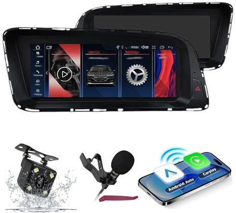 PLKEQS Android 14 Radio de Coche Navi para A-UDI Q5 (2010-2017) 8.8 Pantalla Reproductor Multimedia de Coche con carplay navegación GPS Bluetooth 5.0 HiFi FM 5G-WiFi SWC DSP cámara Mic,4g+64g,8.8