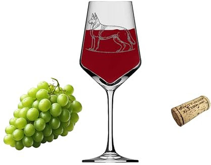 eXODA Weinglas Gravur Schäferhund Lasergravur Kunstwerk für Kenner 350ml spülmaschinenfest 21cm hoch Geschenk für Schäferhundliebhaber unterstützt soziale Projekte regional