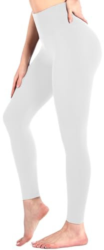 Sanpetix Hohe Taille weiche Leggings Damen, Frauen Dehnbare Hose für Damen, Fitnessstudio White XXL
