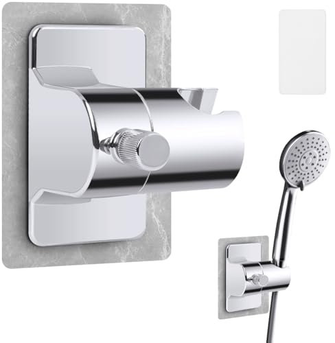 ABOHU Supporto Soffione Doccia, Regolabile Ricambio Porta per Doccetta con Angolo Adesivo, Impermeabile Supporto per Doccia Regolabile a 360°, Montaggio a Parete, per Doccetta o Soffione Doccia