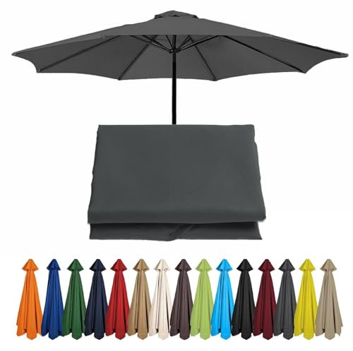 200/230/250/270/280/300/350cm Sonnenschirm Ersatzbezug, Wasserdicht Und Uv Schutz Gartenschirm Stoff Ersetzen, 6 8 Streben Ersatzbespannung(Gray,6 RIBS/280CM(9.1FT))