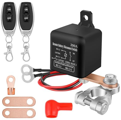 Remote Battery Disconnect Switch 12V 200A Car Kill Switch Anti Theft Battery Isolator Switch with 2 Wireless Keys, Prevent Battery Drain for Car RV Truck Boat Camper