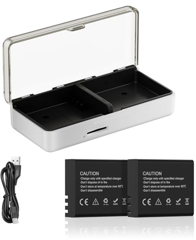 Camlance Action Batteries with Charger, Rechargeable Batteries 1350mAh (2-Pack), USB Charger Kit