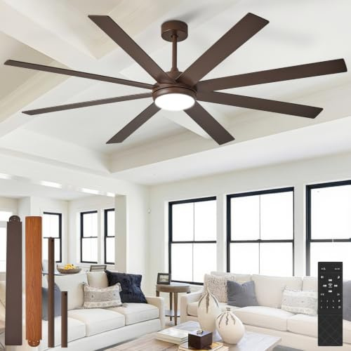 Depuley Ventiladores de techo de 72 con luz: Ventilador de techo grande para exteriores, para patios y salas de estar - Ventiladores de techo grandes de 8 aspas con mando a distancia y temporizador