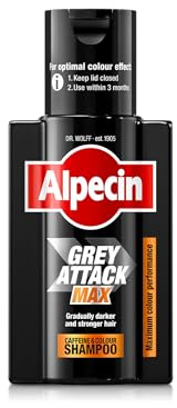 Alpecin Grey Attack MAX Caffeine & Colour Shampoo 1 x 200ml - Gradually Darker and Stronger Hair - Extra Strong Colour Performance - Against Thinning Hair - For Men