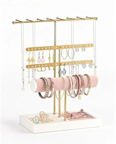 Janety Schmuckständer, Schmuck Organizer | Schmuckhalter für Halsketten, Armbanduhren und Ringe