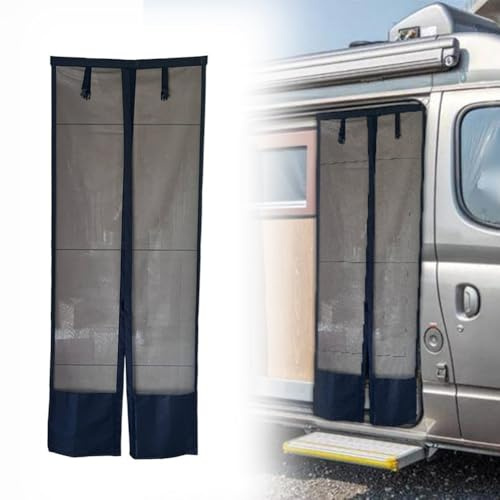 MeevrgR Atmungsaktive Netz-Rollos für Wohnmobil-Türvorhänge, Sonnenschutz und Insektenschutz, entworfen für Wohnwagentüren mit praktischer Aufbewahrungstasche