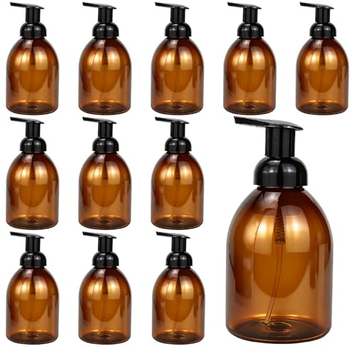16 Pack Amber Soap Dispenser 500ml Refillable Foam Pump Bottle | Plastic Shampoo Container for Kitchen Bathroom Commercial Concentrated Regular Shampoo Body Wash Dish Soap
