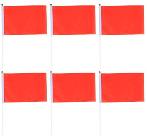 MAGICLULU 50 Pezzi Bandiera Quadrata Rossa in Poliestere Leggero e Resistente, Mini Bandiera Sventolante Portatile per Feste, Parate e Decorazioni Evento All’aperto