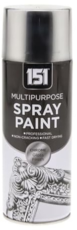 151 Multipurpose Spray Paint, Chrome, Gloss Finish, Fast Drying, Non-Cracking, 400ml