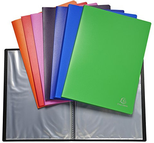 Exacompta - Réf. 8850E - 1 Protège-documents OPAK - 50 pochettes cristal lisse - 100 vues - pour format A4 - dimensions 24 x 32 cm - couverture en polypro semi-rigide - 8 couleurs aléatoires