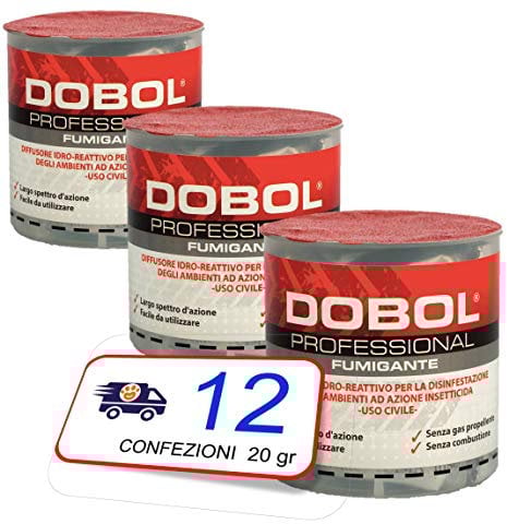 12 x BARATTOLI 20 gr. DOBOL INSETTICIDA FUMOGENO CON CIFENOTRIN AMBIENTI DA 250 M3