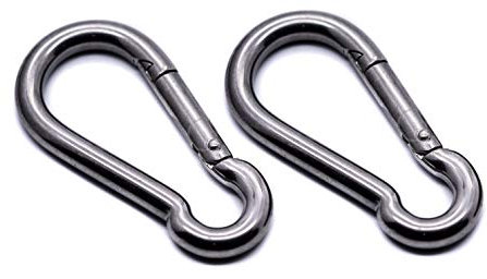 J Clarke Marine Pack of 2 - Carabiner snap hook 50mm, 60mm, 70mm 316 A4 stainless steel (8mm x 80mm)