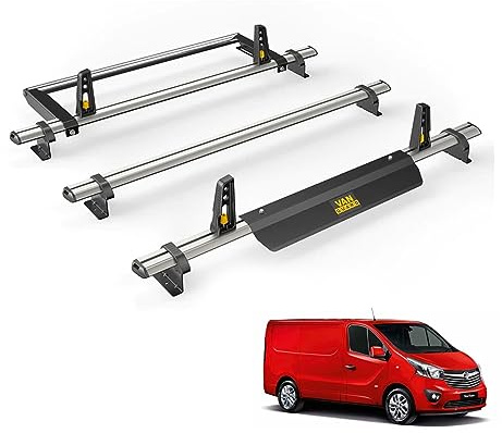 For Vauxhall Vivaro 2014-2019 Roof Rack Van Guard UltiBar+ 3x Bars + Roller | Note: Only Suitable for Standard Roof Models with Twin Rear Doors, Aluminium Heavy-duty Van Roof Bars