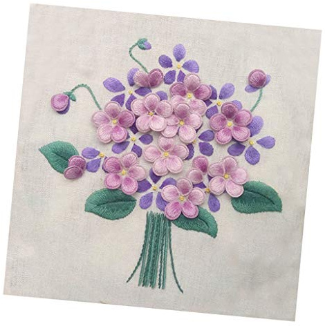 P Prettyia 3D Pansy Flower Stumpwork Crafts DIY Embroidery Starter Kit with Cross Stitch Tools For Beginners Sewing