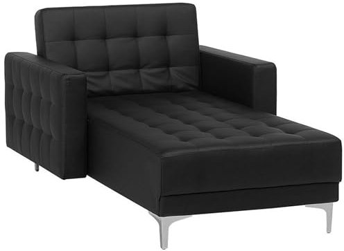 Beliani Moderne Chaiselongue Kunstleder schwarz Aberdeen