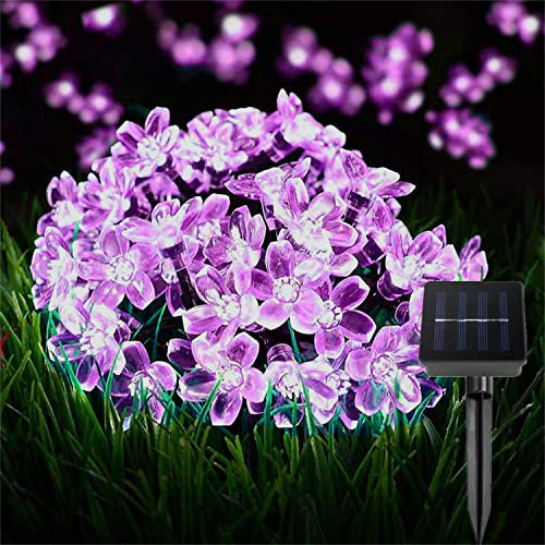 Sunboia Solar LED Blumen Lichterkette Außen,Solar Beleuchtung Außen Wasserdicht Außenlichterkette 5m 50LED für Garten, Hochzeit,Hof,Balkon,Landschaft,Party,Weihnachten Deko-lila