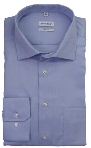 Seidensticker Herren Mens Regular Longsleeve Cotton Businesshemd, Mittelblau(193650), 47 EU